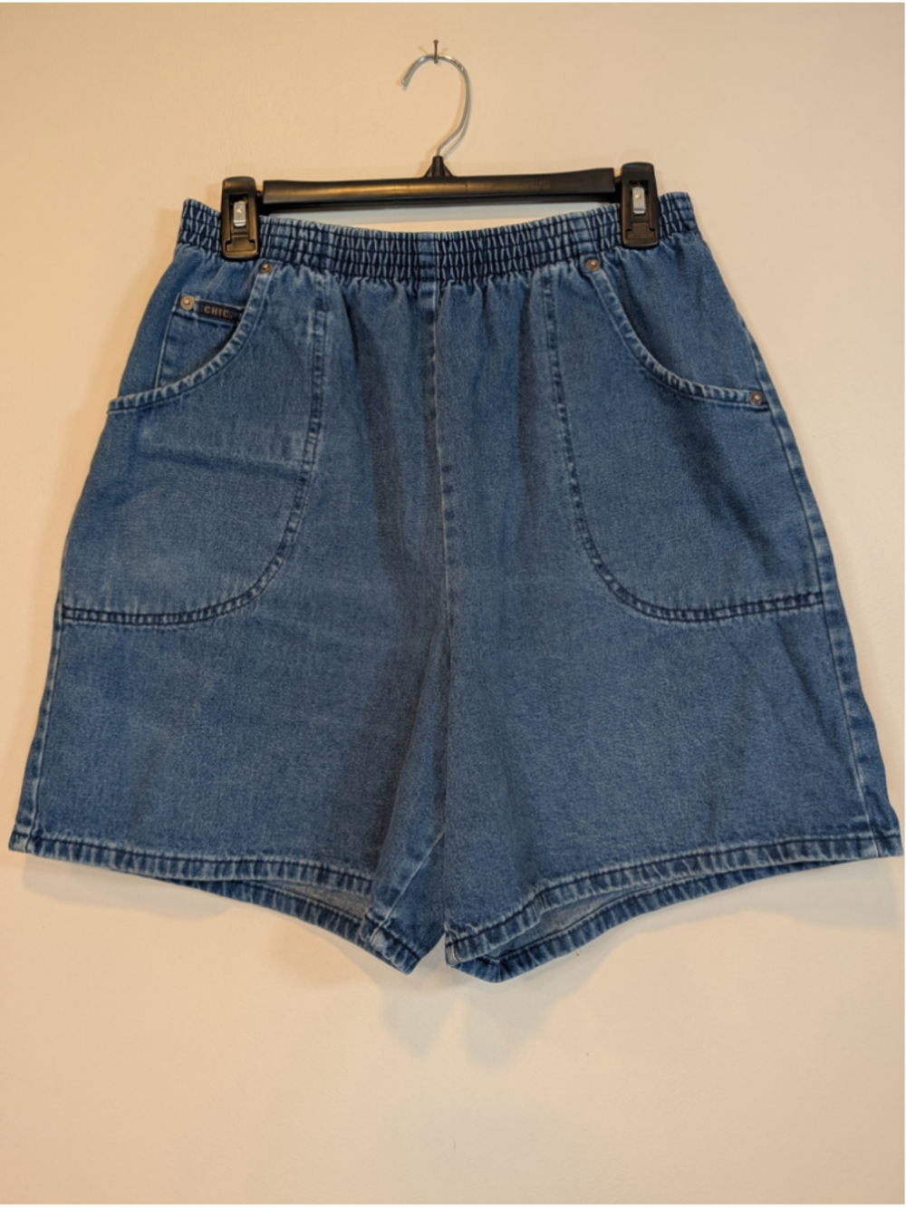 Vintage 80s 90s Chic High Waisted Elastic Waist Denim Jean Shorts Medium